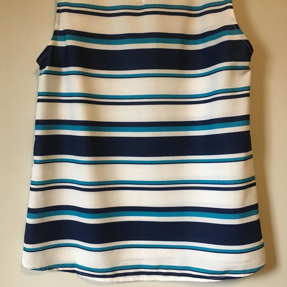 Pink Martini Blue Track Stripe Nautical Sleeveless Tank Top - Picture 8 of 14